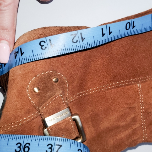 Michael Kors camel suede ruched platform heels 8 - Picture 6 of 6